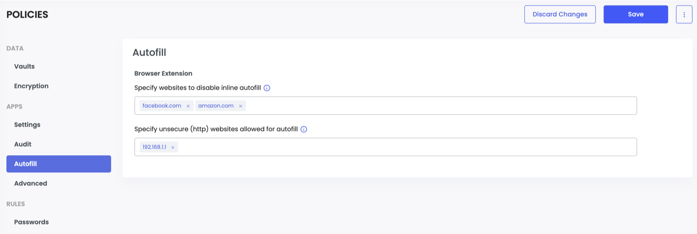 Autofill Policies